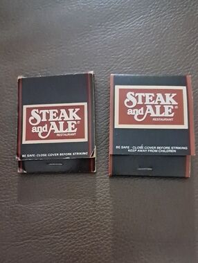 Steak and Ale Restaurant Matchbook Set - Burgundy & Black